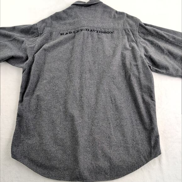 Vintage 90's Harley Davidson Charcoal Chamois Flannel Embroidered Size XL - Picture 8 of 9